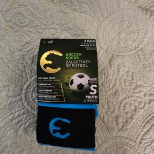 Puma Black and Blue Youth Soccer Socks - 2 Pair